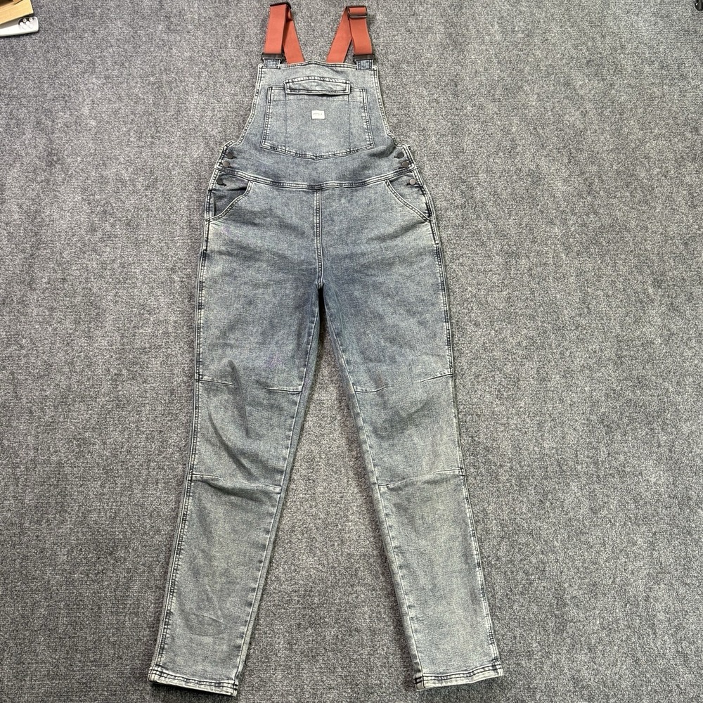 Ripton & Co Performance Denim Overalls Womens Medium Blue Stretch Cycling Hiking